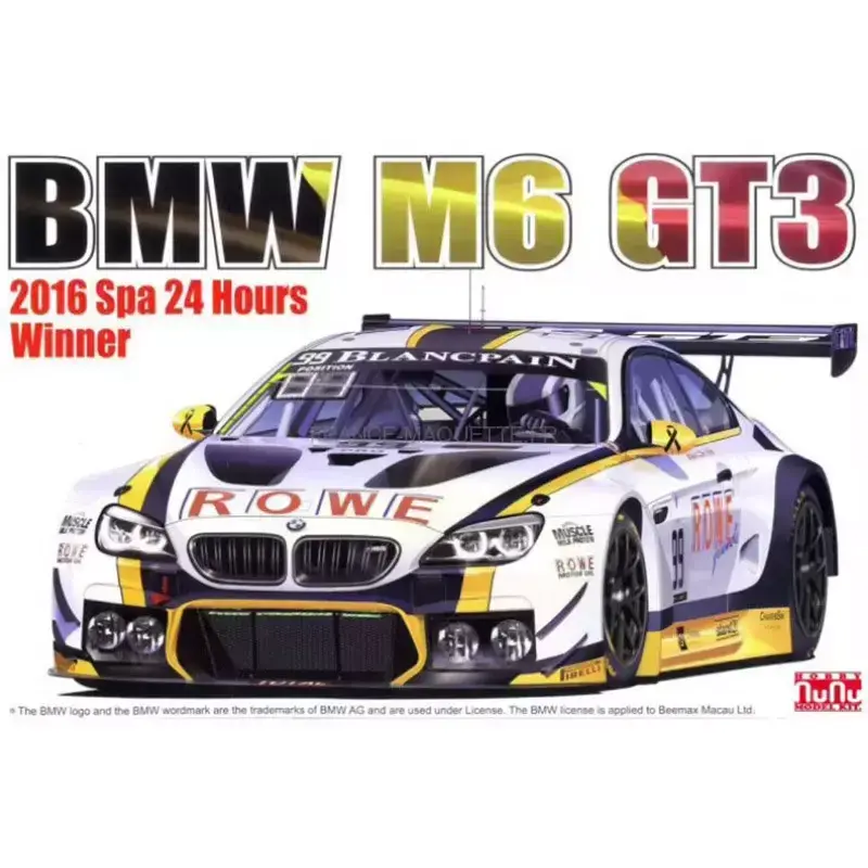 Achetez Aujourd'hui BMW M6 GT3 - 2016 SPA 24H Winner 1/24 - Nunu 24001