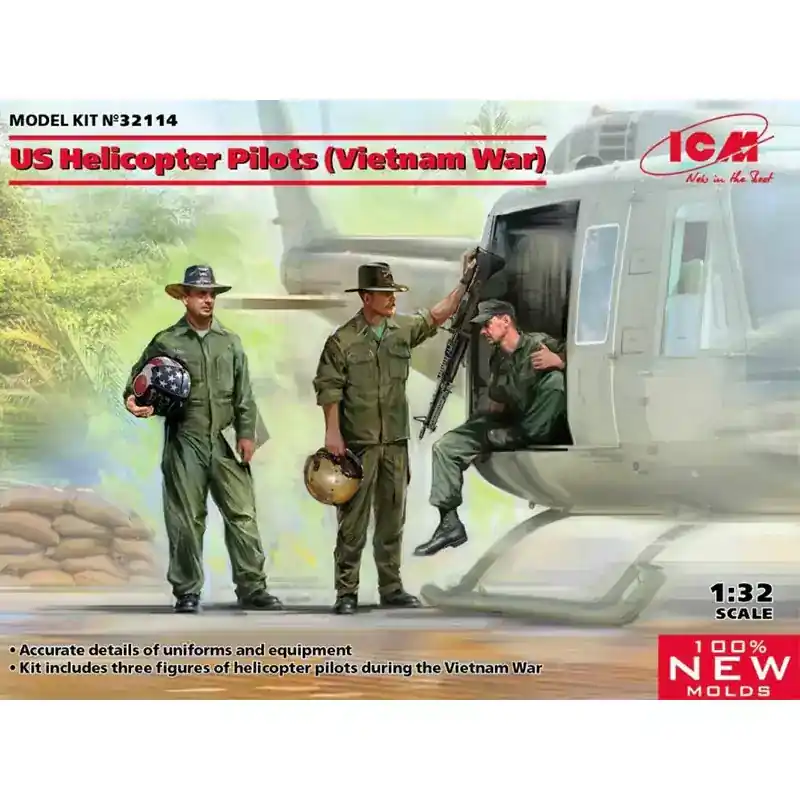 ICM 32114 Pilotes D‘hélicoptère, Guerre Du Vietnam - 1/32 Certifié