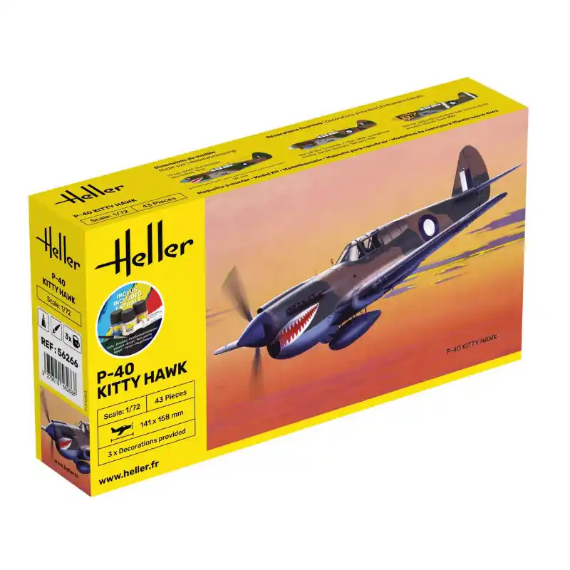 HELLER 56266 P-40 Kitty Hawk Kit Complet - Échelle 1/72 Soldes
