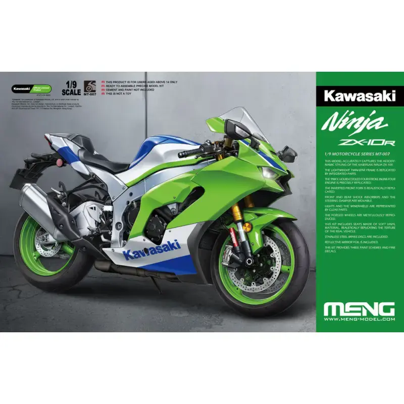 MENG MT-007 Kawasaki Ninja ZX-10r - 1/9 Expédié Aujourd'hui