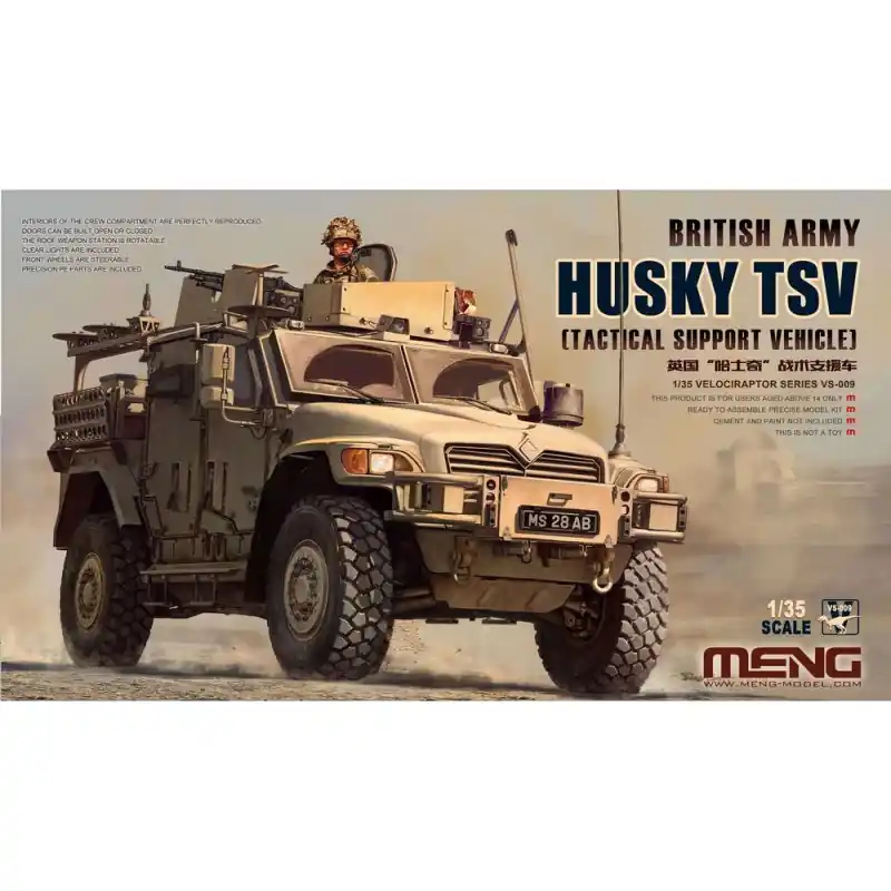 MENG VS-009 Véhicule De Soutien Tactique Husky De L‘armée Britannique - 1/35 Usine Directe