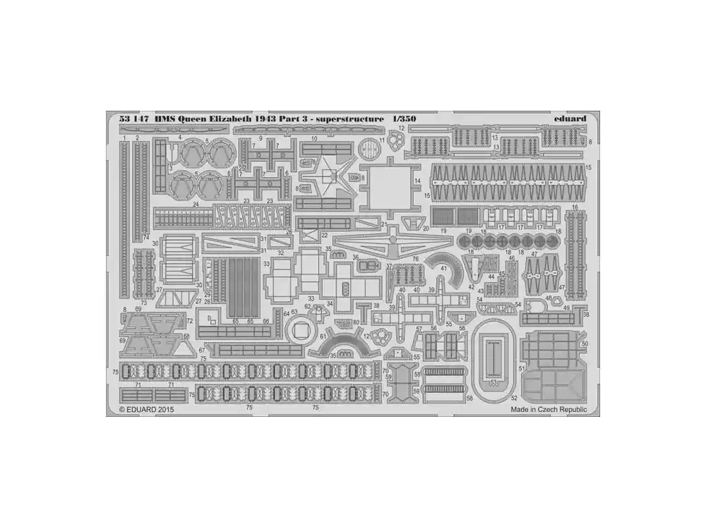 Eduard photodecoupe bateau 53147 HMS Queen Elizabeth 1943 Partie 3 Trumpeter 1/350 Achetez Aujourd'hui