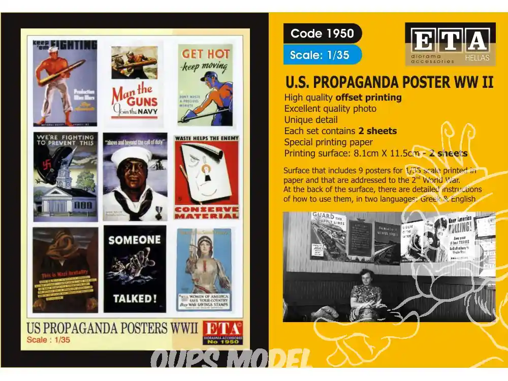 ETA diorama 1950 Imprimé Affiches - Posters Propagande US WWII 1/35 Expédié Aujourd'hui