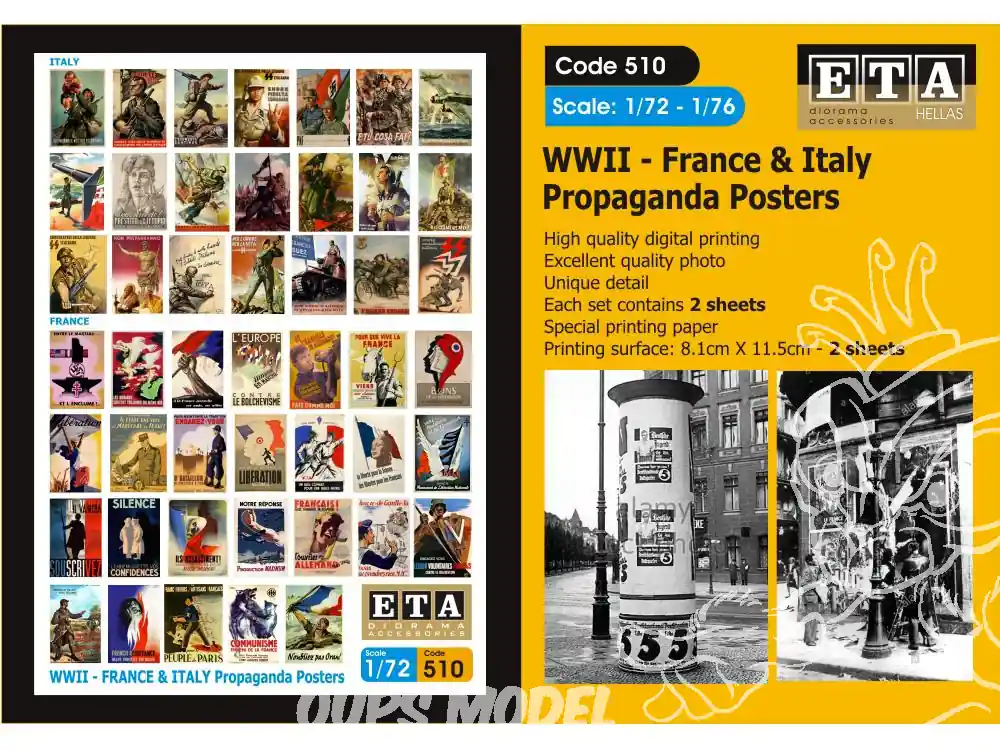 Offre Exclusive ETA diorama 510 Imprimé Affiches - Posters propagande France - Italie WWII 1/72 - 1/76