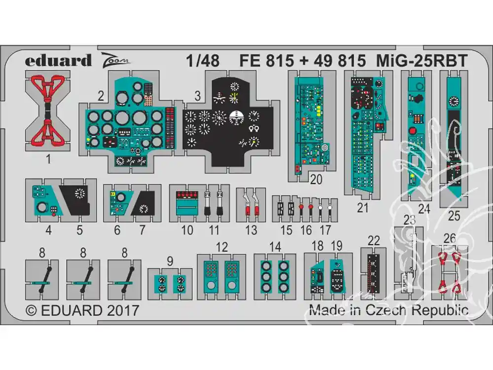EDUARD photodecoupe avion FE815 Zoom Interieur MiG-25RBT Icm 1/48 Haute Qualité