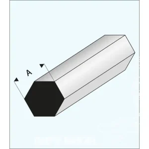 Nouvel Arrivage maquett 406-55/3 1 Profilé styrene blanc profilé hexagonal 5mm 330mm de long