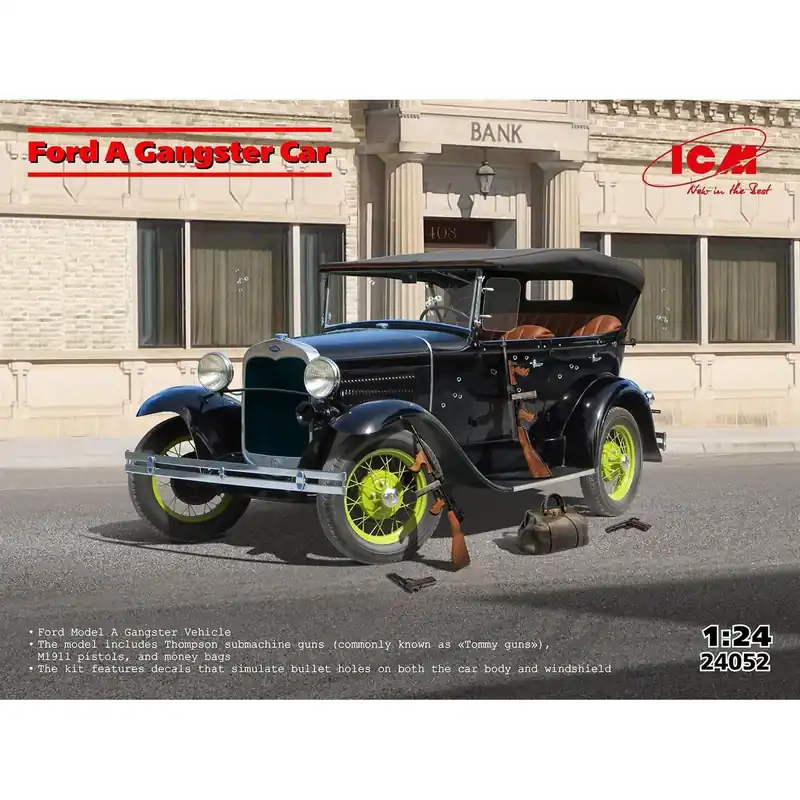 Maquette voiture Ford A - Voiture de gangster en 1 24 - ICM Bon Marché