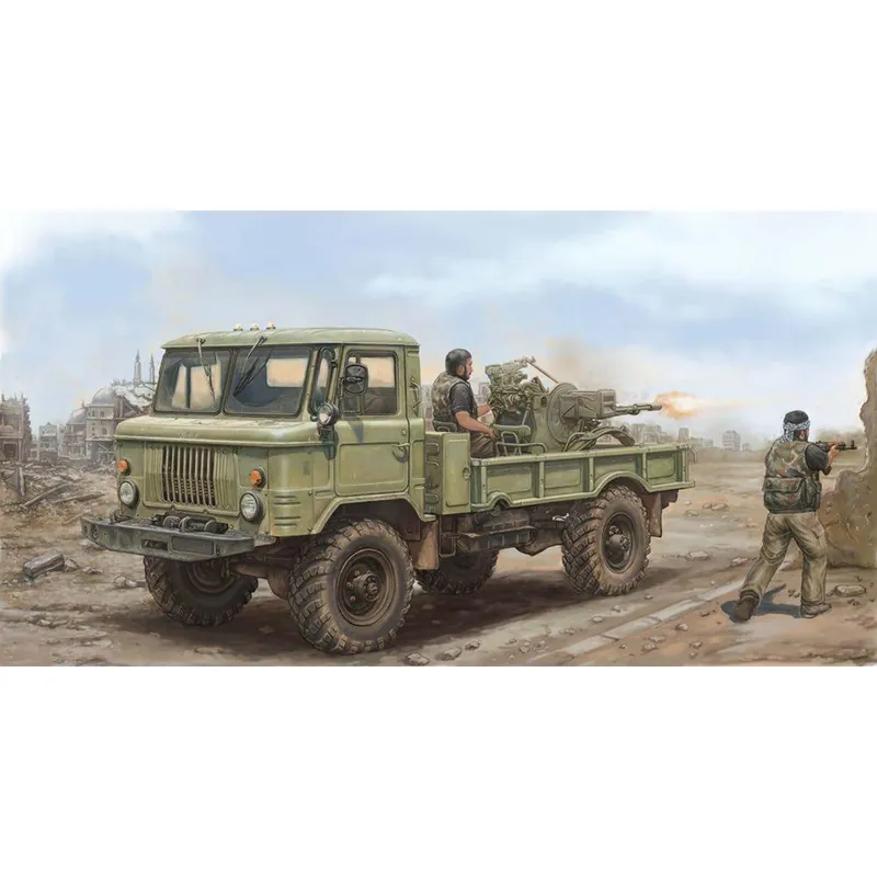 Promotion Saisonnière Maquette véhicule militaire Camion léger russe GAZ-66 avec ZU-23-2 - Trumpeter