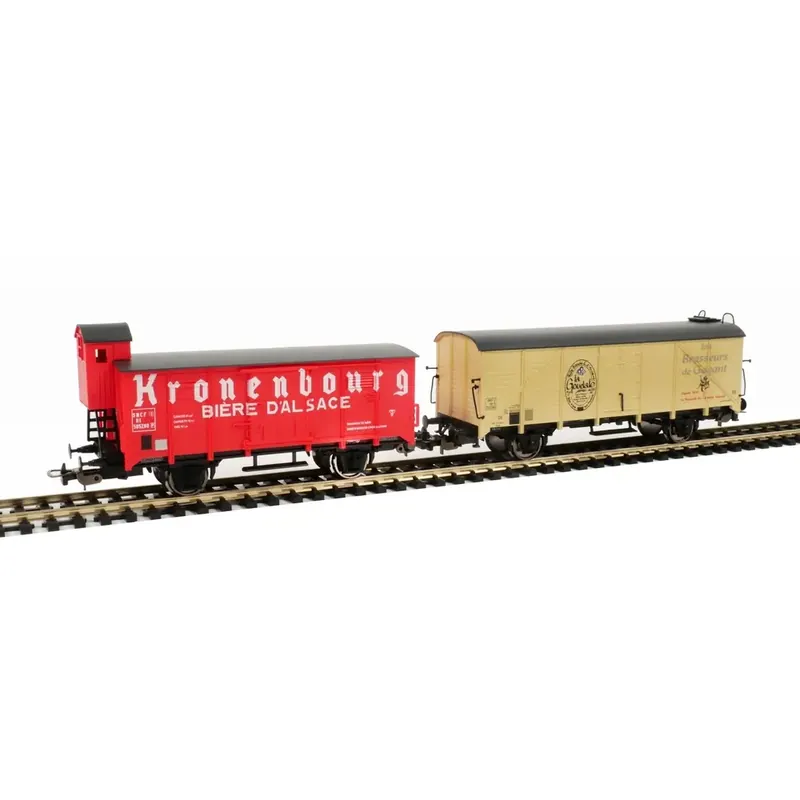 Quantité Limitée 2 wagons couverts, transport de bière, "Kronenbourg / La Goudale" - Piko 97307 - HO 1/87 - SNCF - Ep III - 2R
