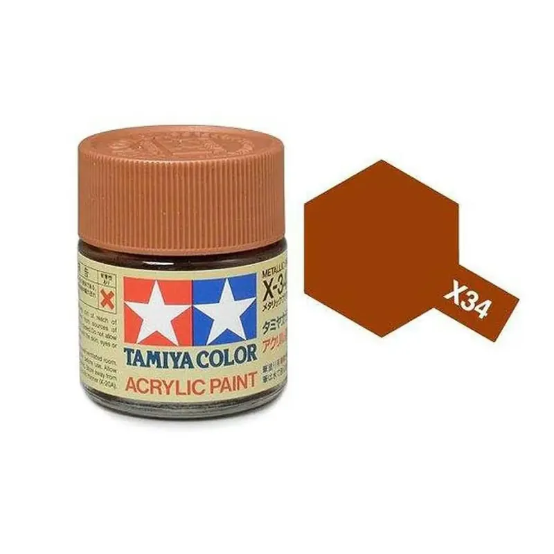 Peinture acrylique en pot - Marron Métal BRILLANT X34 - TAMIYA 81534 - 10ml Expédition Rapide