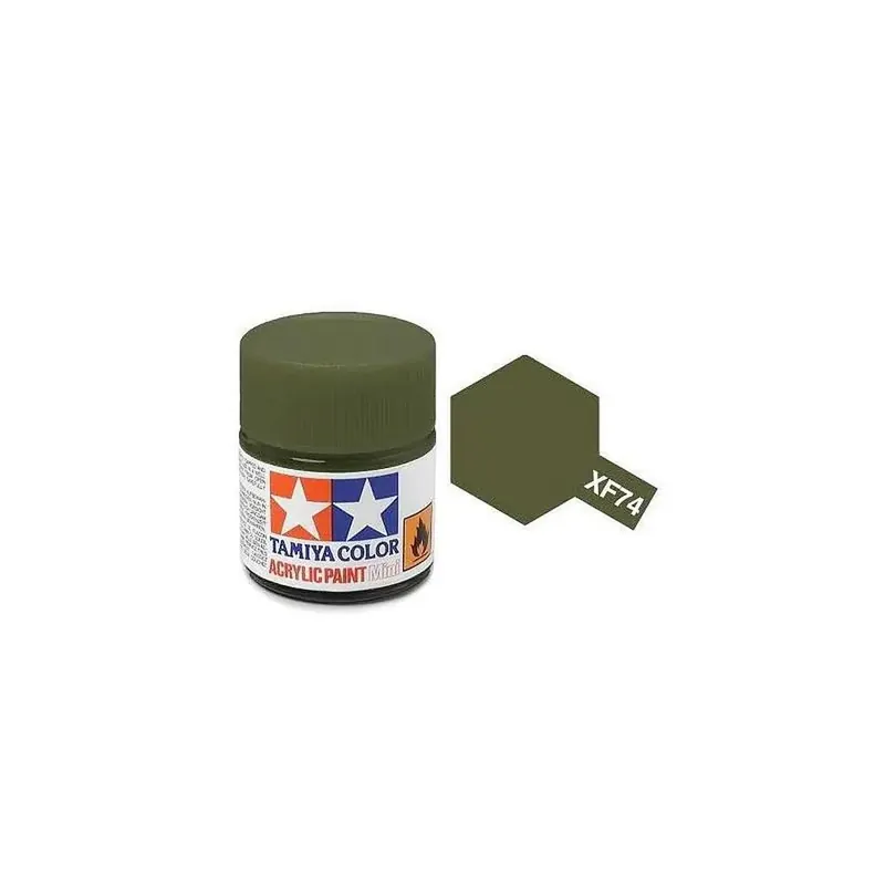 Peinture acrylique en pot - Olive drab JGSDF MAT XF74 - TAMIYA 81774 - 10 mL Vente Directe