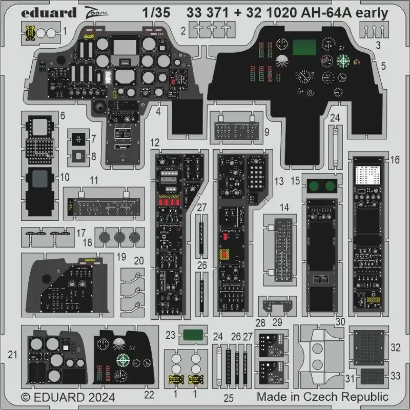 EDUARD 33371 PHOTODECOUPE AH-64A EARLY 1/35 (TRUMPETER) Réduction