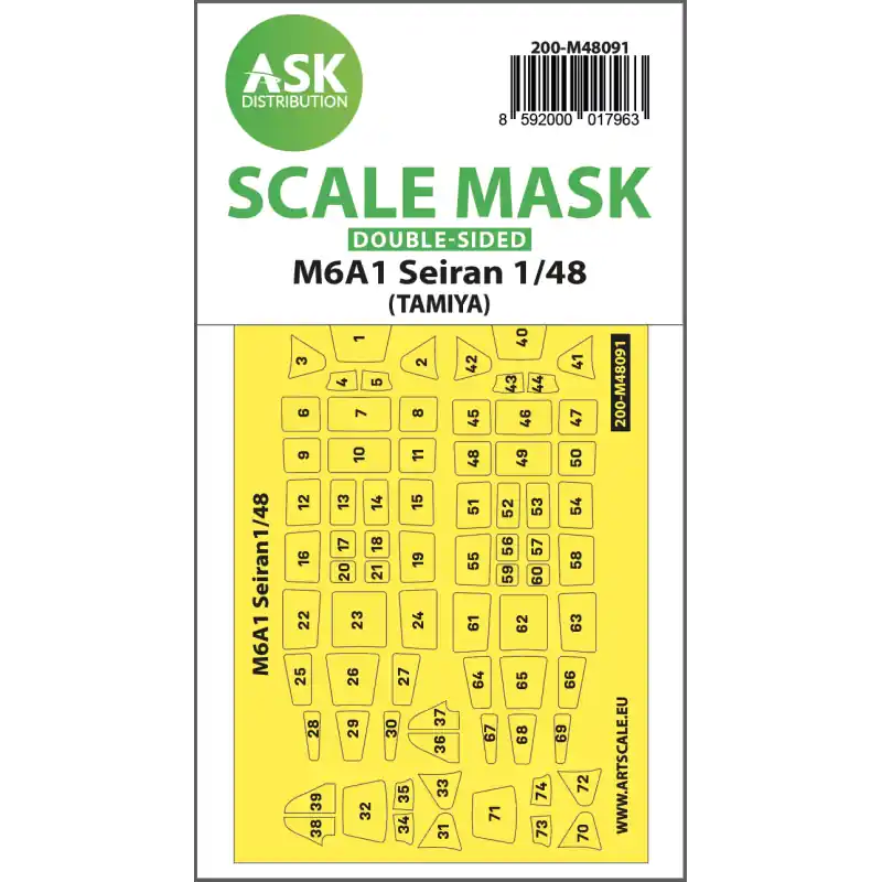 Prix Promo ASK ART SCALE KIT M48091 MASK M6A1 SEIRAN DOUBLE-SIDED SELF-ADHESIVE PRE-CUTTED FOR TAMIYA 1/48