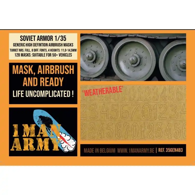 1 MAN ARMY 35GEN483 MASK TOURELLE SOVIÉTIQUE NRS HAUTEURS 11 - 14,5 MM 1/35 GÉNÉRIQUE Vente Flash