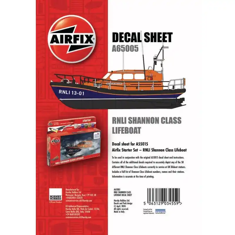 Soldes AIRFIX A65005 MAQUETTE DECAL SHEET - RNLI SHANNON CLASS LIFEBOAT (A55015) 1/72