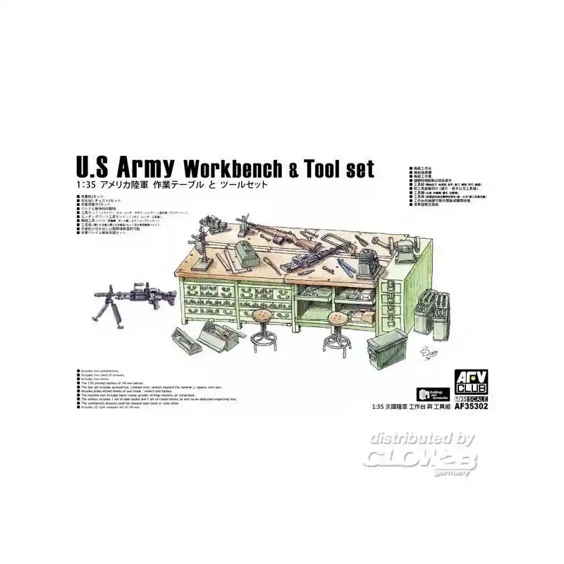 Offre Du Jour AFV CLUB AF35302 MAQUETTE MILITAIRE ÉTABLI ET ENSEMBLE D‘OUTILS DE L‘ARMÉE AMÉRICAINE 1/35