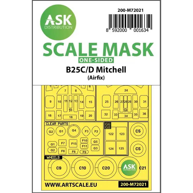Dernier Modèle ASK ART SCALE KIT M72021 MASK B-25C/D MITCHELL (AIRFIX) 1/72