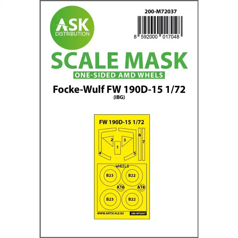 Achetez Aujourd'hui ASK ART SCALE KIT M72037 MASK FOCKE-WULF FW 190D-15 (IBG) 1/72