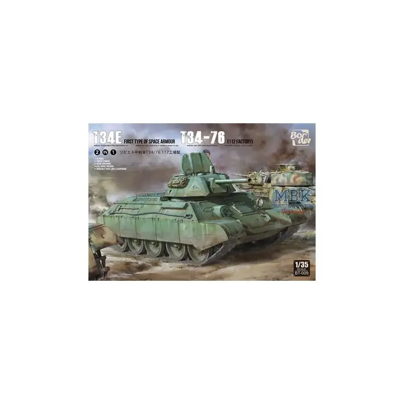 BORDER MODEL BT-009 MAQUETTE MILITIARE CHAR T-34E (AVEC ARMURE SUPPLÉMENTAIRE) / T-34-76 2EN1 1/35 Seulement Aujourd'hui