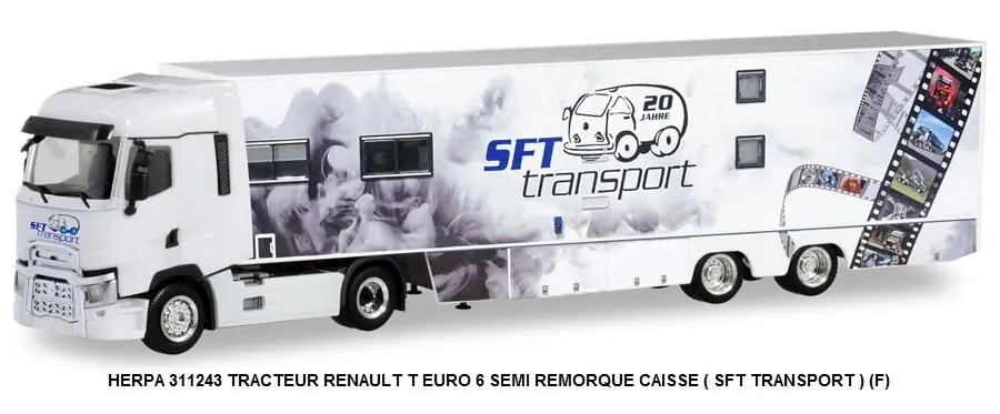 *SOLDES* - TRACTEUR RENAULT T EURO 6 SEMI REMORQUE CAISSE ( SFT TRANSPORT ) (F)TRACTEUR RENAULT MAGNUM SEMI-REMORQUE CAISSE NEW RENAULT MAGNUM NOIRE Achat Immédiat