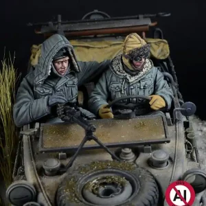 Achat Immédiat NEW! D-DAY miniature studio 35295 German WWII Waffen SS Schwimmwagen Crew, Volume 1 - Front Seats (Winter 1943-1945 / 2 Figures)