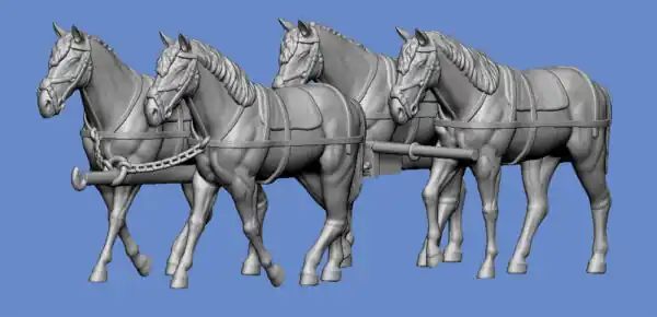 Petit Prix NEW! Germania-Figuren 35-WW2-0575 Horse-Drawn Carriage With 4 Horses On The March III