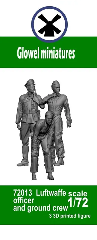 Populaire Glowel Miniatures 72013 Luftwaffe Officer And Ground Crew (3 Figures, 3D Printed)