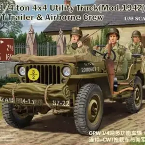 Bronco CB35106 US Jeep 1/4ton 4x4 Utility Truck (Mod.1942) with 10-cwt Trailer and Airborne Crew Acheter Direct