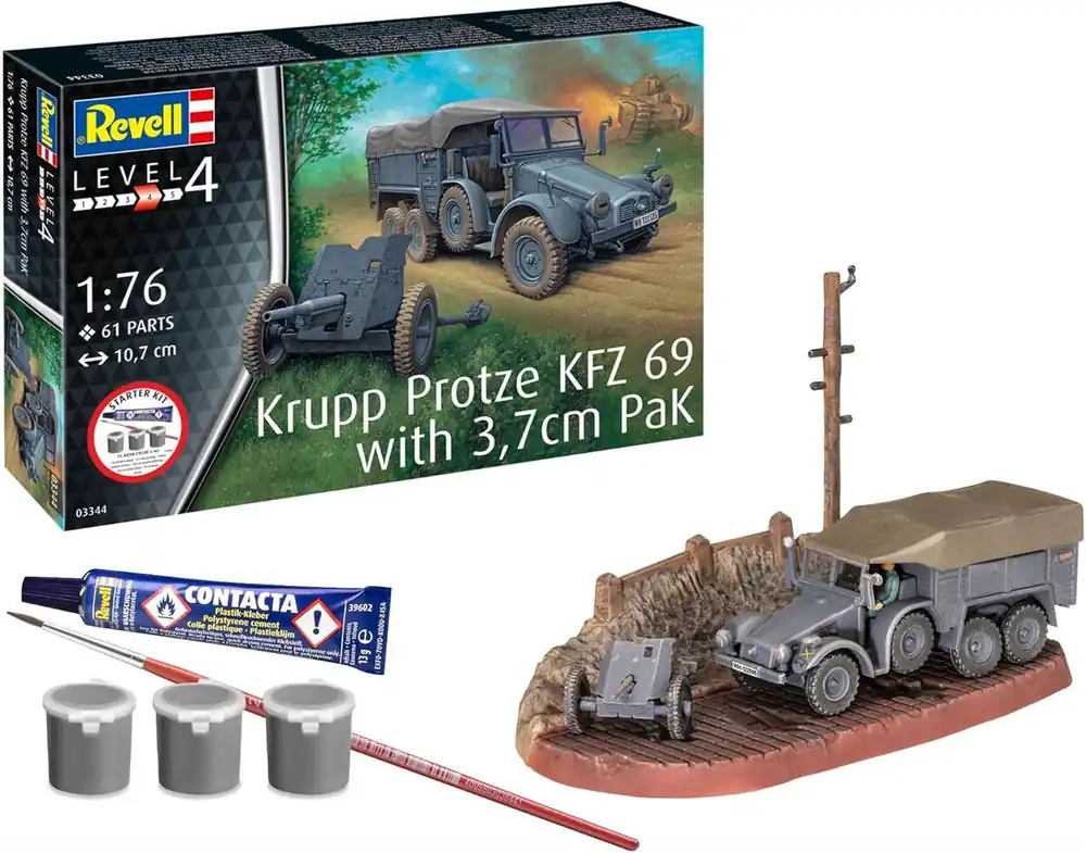 Offre Limitée Revell 73344 Krupp Protze Kfz 69 with 3,7 cm PaK Starter Kit