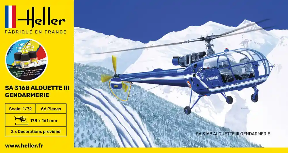 Bon Plan Heller 56286 SA 316B Alouette III Gendarmerie - Starter Set