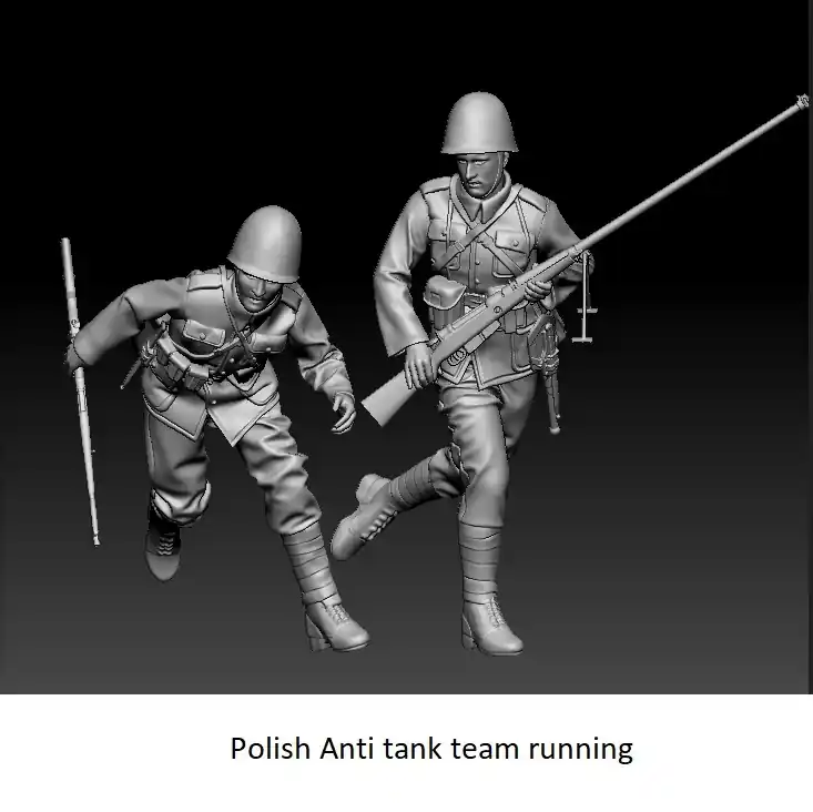 Glowel Miniatures 35914 Polish Anti Tank Team Running (2 Figures, 3D Printed) Offre Spéciale