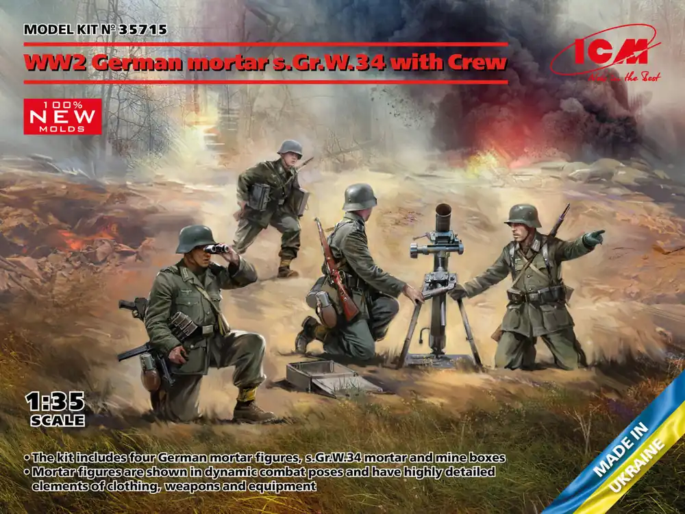 Prix Cassé ICM 35715 WWII German Mortar s.Gr.W.34 with Crew