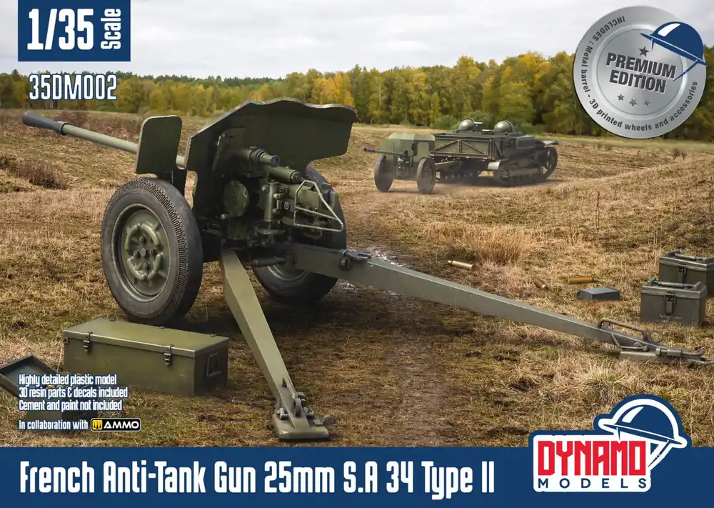 Acheter En Ligne Dynamo-Models 35DM002P French Anti-Tank Gun 25mm S.A 34 Type II Premium Edition