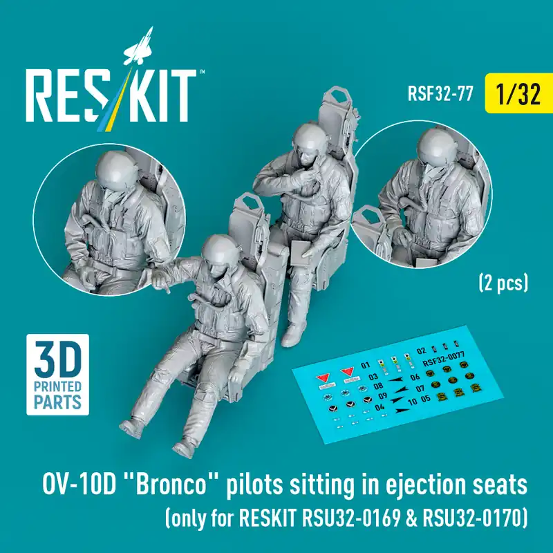 RES/KIT F32-0077 OV-10D ‘Bronco‘ Pilots Sitting In Ejection Seats (2pcs) (Only For RESKIT RSU32-0169 & RSU32-0170) (3D Printed) Marque