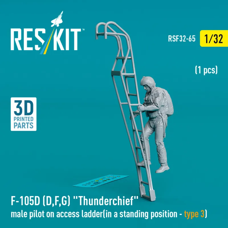 Offre Exclusive RES/KIT F32-0065 F-105 (D,F,G) ‘Thunderchief‘ Male Pilot On Access Ladder (In A Standing Position - Type 3) (1 pc) (3D Printed)