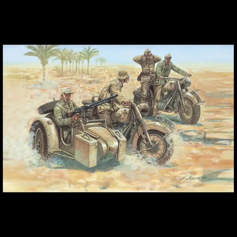 Motos / Side Cars BMW R75 et soldats Allemands, WW2 - ITALERI 6121 - 1/72 Commander Vite