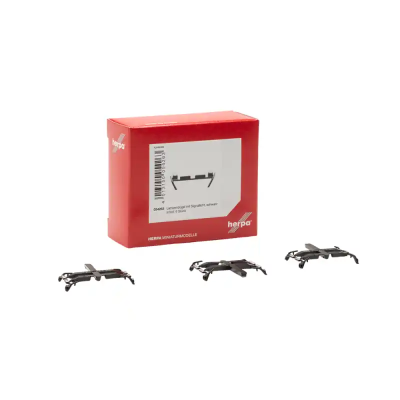Remise Accessoires support de lampe noir avec feux de signalisation, jeu de 6 - Herpa 054263 - HO 1/87