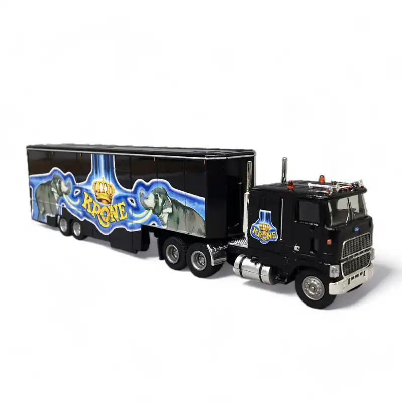 Camion, Ford CLT 9000 Semi Remorque Cirque Krone, Noir - Brekina 85860 - HO 1/87 Prix Promo