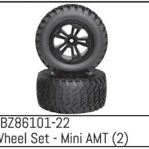 Dernière Chance Absima Pneus + Jantes Noir (x2) Mini AMT ABZ86101-22