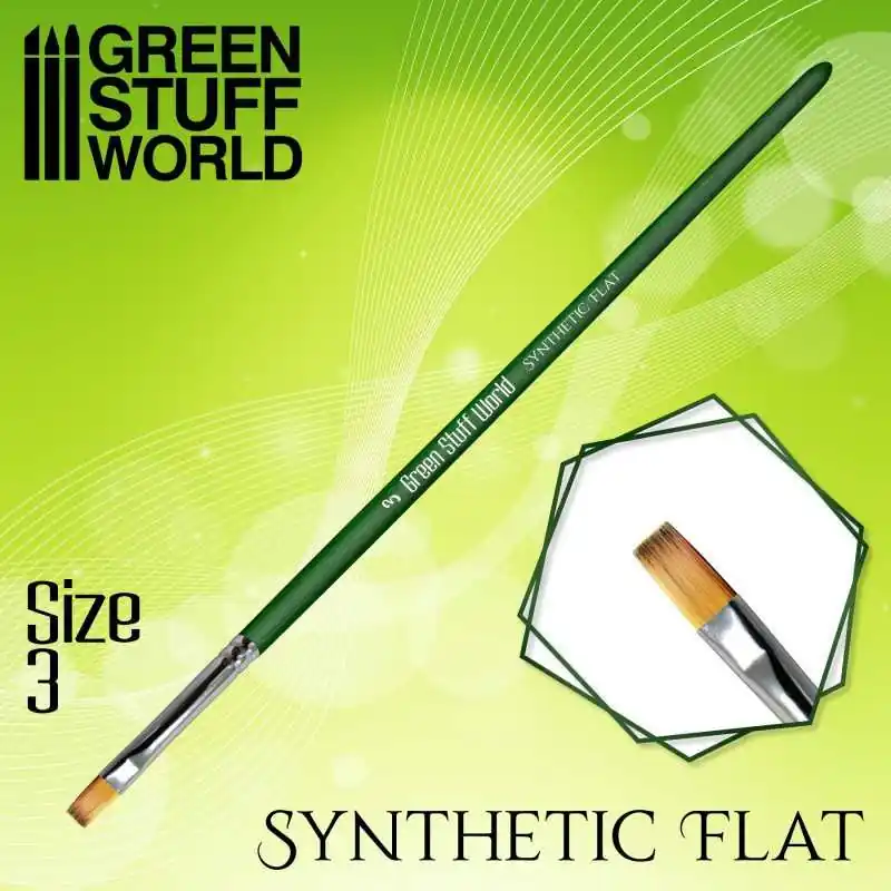 Dernier Modèle Green Series Pinceau Synthétique Plat Taille 3