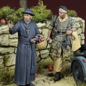 Réduction D-DAY miniature studio 35251 Fallschirmjager With A Priest, Italy 1943-44