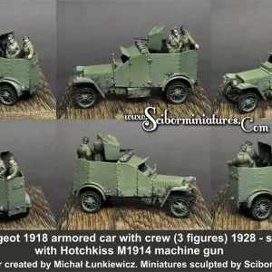 Scibor Monstrous Miniatures 72HM0058 Polish Peugeot 1918 MG With Crew Nouvelle Collection