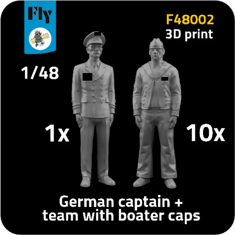 FLY F48002 German Captain + Sailor with Boater Caps (1 + 10 Figures / 3D-Printed) Offre Spéciale