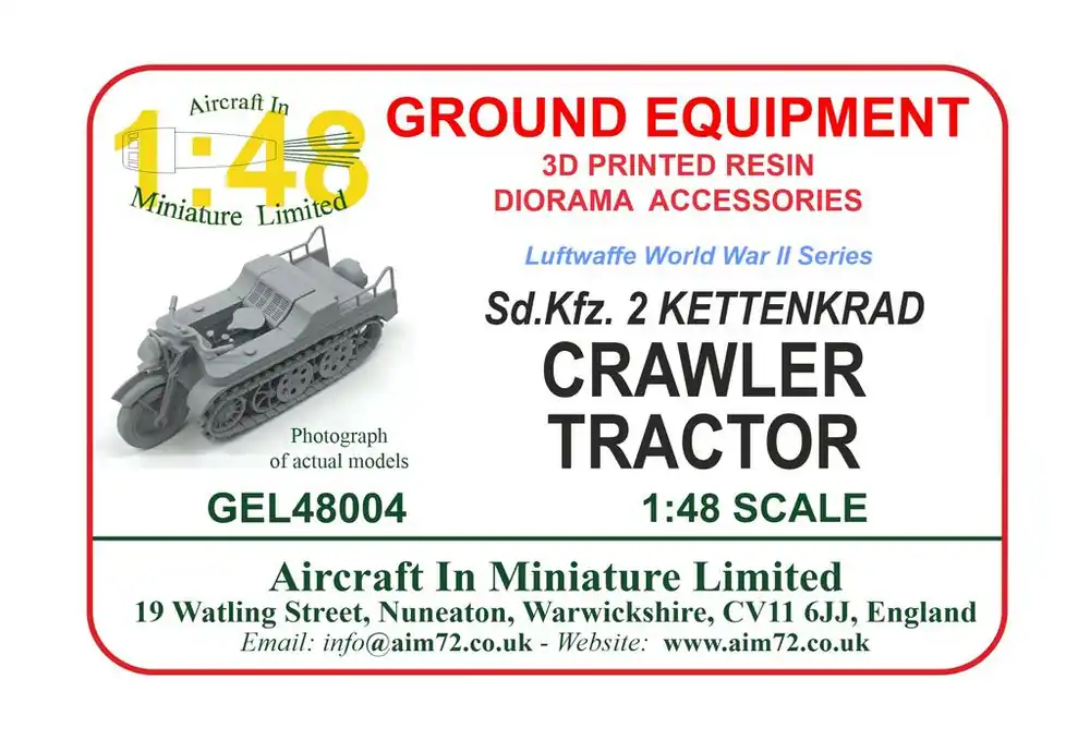 Aircraft In Miniature Ltd GEL48004 Sd Kfz. 2 Kettenkrad - Luftwaffe WWII Half-track Tractor 3D-printed Soldes