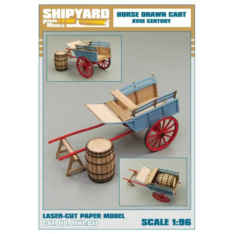 Top Vente ShipYard MKL017 Horse Drawn Cart XVIII Century