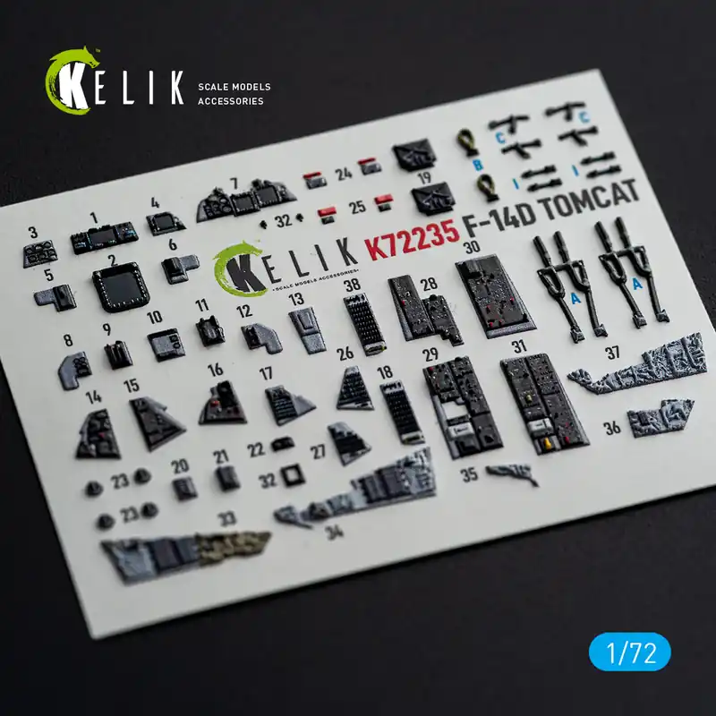 NEW! KELIK K72235 Grumman F-14 D Tomcat - Interior 3D Decals (for Tamiya Kits) Expédition Rapide