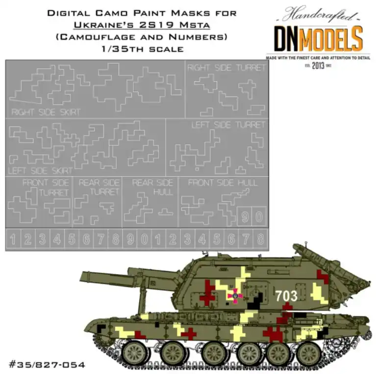Prix Bas DN Models 35-827-054 Digital Camo Paint Masks For Ukraine’s 2S19 Msta