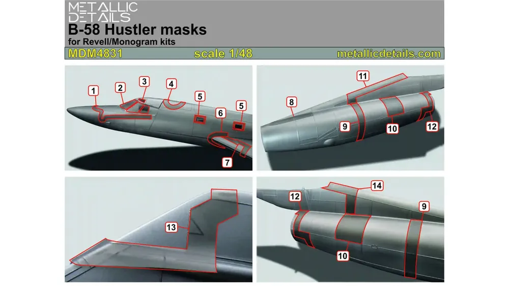 Offre Exclusive NEW! Metallic Details MDM4831 Convair B-58 Hustler - Masks Set (for Monogram and Revell Kits)