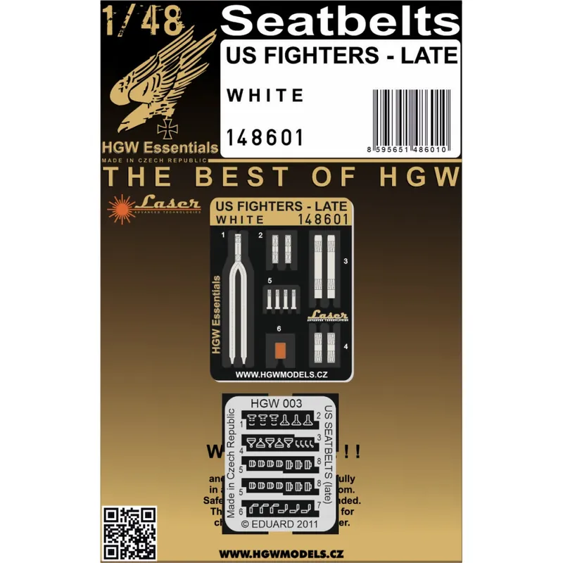 Usine Directe NEW! HGW Models 148601 US Fighters Seat Belts Late (White)