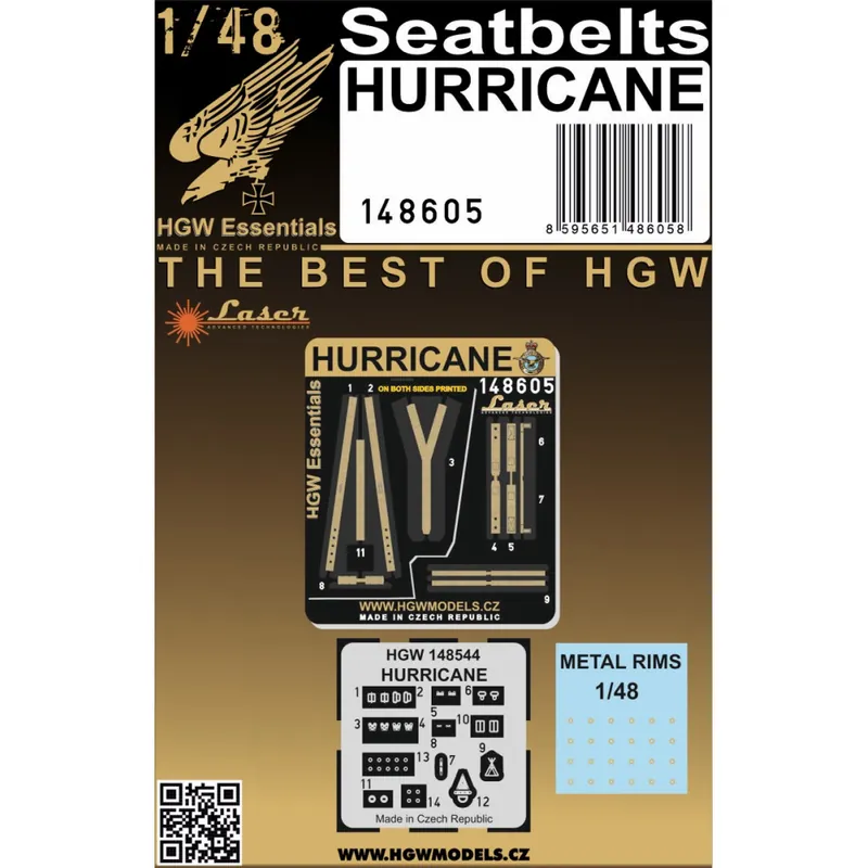 Commander Vite NEW! HGW Models 148605 Hawker Hurricane - Seat Belts Set